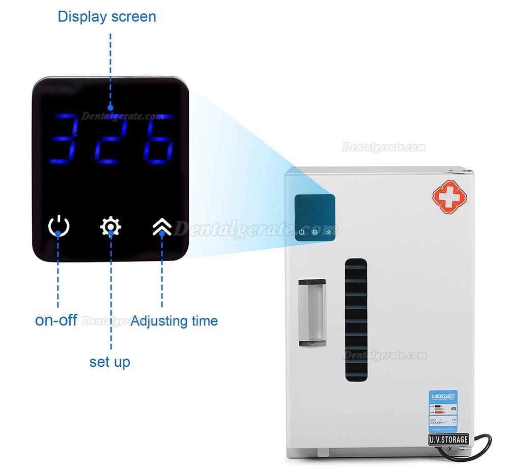 27-Liter-Dentaldesinfektionsschrank mit UV-Ozon-Sterilisator, Touchscreen und Timer
